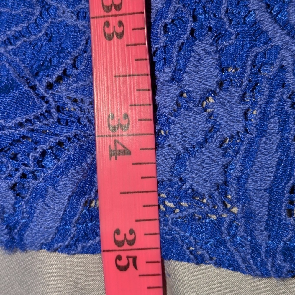 Free People Royal Blue Floral Lace Fit and Flare‎ 3/4 Sleeve Mini Dress Small - Picture 7 of 10